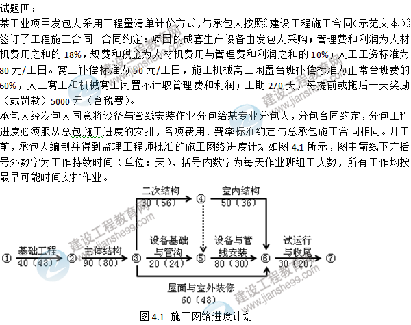 2015年造價(jià)工程師《建設(shè)工程造價(jià)案例分析》試題及答案（案例四）