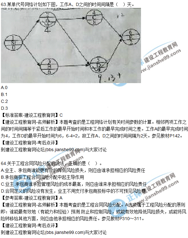 2017年一級(jí)建造師《項(xiàng)目管理》試題及答案（61-70）