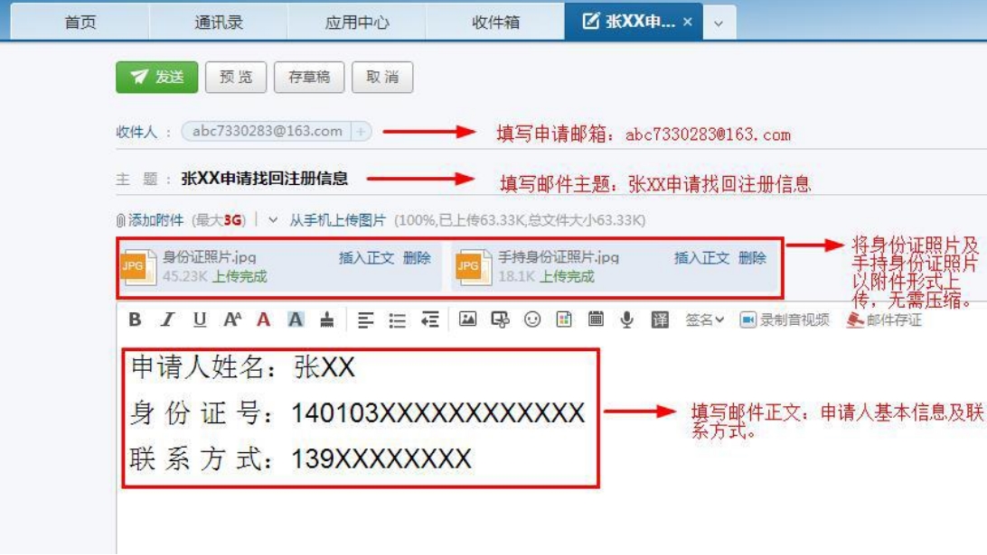 申請郵件的格式
