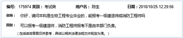 生物工程專業(yè)能考2019一級建造師考試嗎?