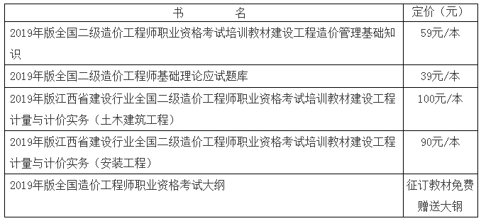 2019年版江西省建設行業(yè)全國二級造價工程師職業(yè)資格考試培訓教材