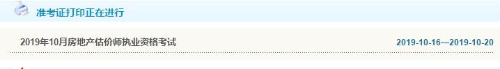 天津2019年房地產(chǎn)估價師準(zhǔn)考證打印入口