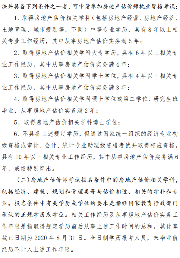 貴州關于開展2020年度房地產估價師資格考試報名工作的通知