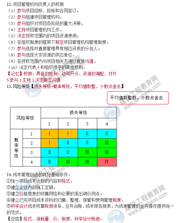 一建管理口訣