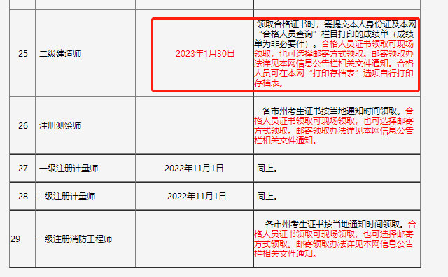 二級建造師證書領(lǐng)取時間